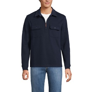Lands' End Men's Long Sleeve Corduroy Collar Bedford Rib Quarter Zip - 1 of 4