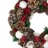 Northlight White Wooden Rose and Pine Cone Artificial Christmas Wreath - 14" - Unlit - 3 of 4