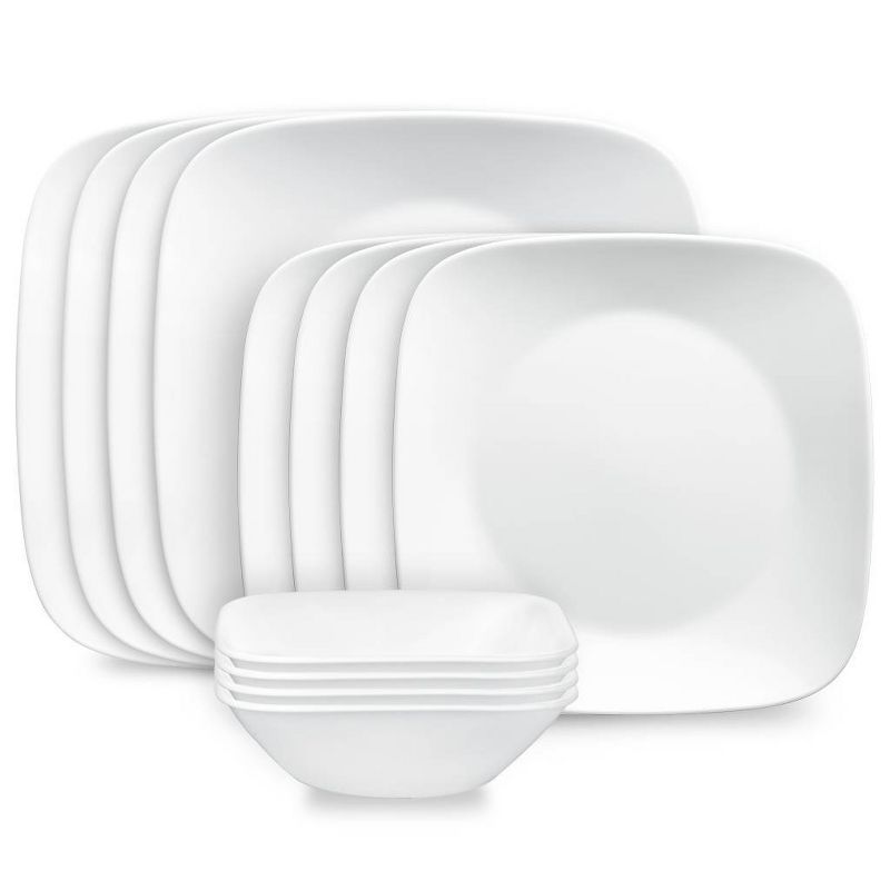 Corelle 12pc Vitrelle Pure White Dinnerware Set, 1 of 7