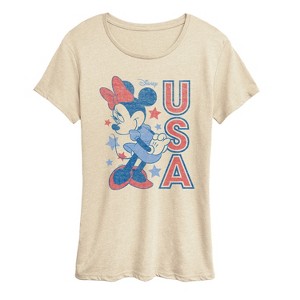 Women's Disney Minnie USA Short Sleeve Graphic T-Shirt - Birch - 1X - 1 of 4