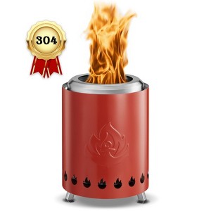 Kismile Tabletop Fire Pit Smokeless Outdoor Mini Fire Compact & Portable Dual Fuel with Portable Bag, 304 Stainless Steel - 1 of 4