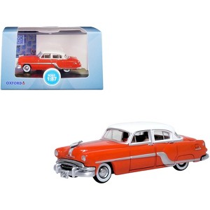 1954 Pontiac Chieftain 4 Door Coral Red with Winter White Top 1/87 (HO) Scale Diecast Model Car by Oxford Diecast - 1 of 4