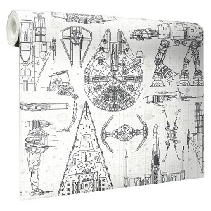 Star Wars Spaceship Blueprints Peel and Stick Kids' Wallpaper -RoomMates: Vinyl, Self-Adhesive, Star Wars Bedroom Decor - 1 of 4