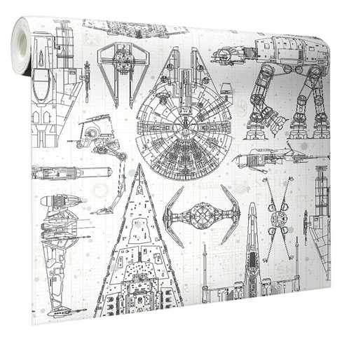 Roommates Star Wars Spaceship Blueprints Peel And Stick Wallpaper