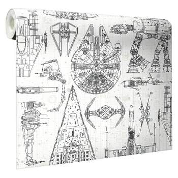 Star Wars Spaceship Blueprints Peel and Stick Kids' Wallpaper -RoomMates