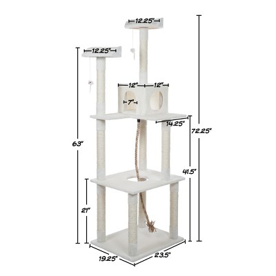 Ivory Multi-Level Sisal Rope Cat Tree House with Perches