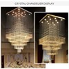 Siljoy Luxury Square Crystal High Ceiling Chandelier, Modern Raindrop LED Ceiling Light for Staircase Villas Foyer, W 31.5" x H 79", 24 Light - 3 of 4