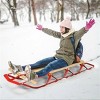 Angel Sar Classic Wooden Snow Sled with Steering Bar, 330lb Capacity Sit or Lie Down Toboggan, Outdoor Winter Sled with Metal Runners for Snowy Hills - 2 of 4