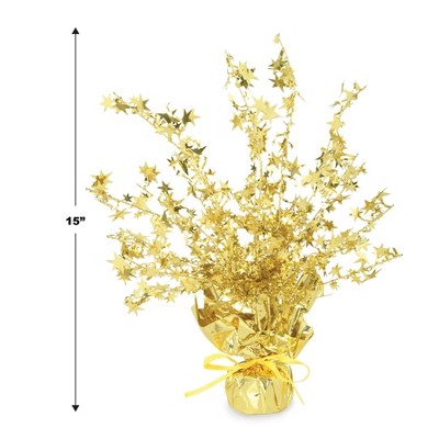 Gold Metallic Starburst Tabletop Centerpiece with Plastic Base