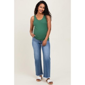 Pinkblush Blue Frayed Hem Ankle Straight Leg Maternity Jeans - 1 of 4