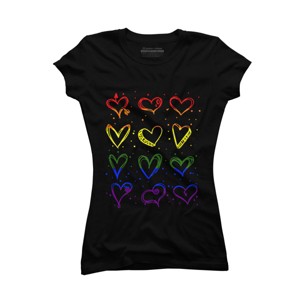 Adult Design By Humans Rainbow Pride Hearts By Classmates T-Shirt - 1 of 2