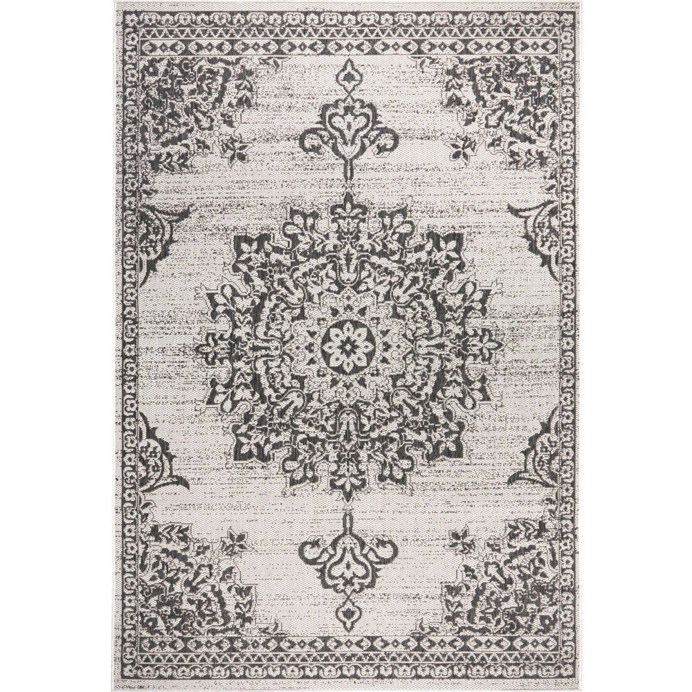 Photos - Area Rug Nicole Miller 5'2" x 7'2" Azalea Outdoor Patio Country Rug Gray/Black - : W 