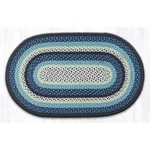 Earth Rugs Oval Braided Rug – Blueberry & Cream Hand-Woven Jute Rug for Rustic Farmhouse Decor - 1 of 2