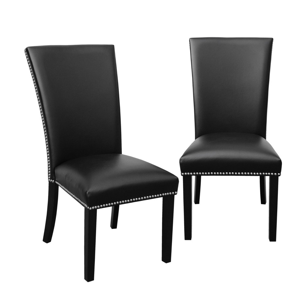 Photos - Dining Table 18" Set of 2 Camila Dining Chairs Black - Steve Silver: Upholstered, Nailhead, High Back