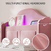 Pink Velvet Twin Bed Frame with Bookcase Headboard, Glow Feature, Storage, No Box Spring, Easy Assembly - 4 of 4