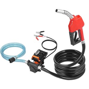 VEVOR Fuel Transfer Pump,12V DC 15 GPM 1/4 HP,Portable Electric Diesel Transfer Pump with Auto Shut-Off Fuel Nozzle, Long Inlet & Outlet Hose, Black - 1 of 4