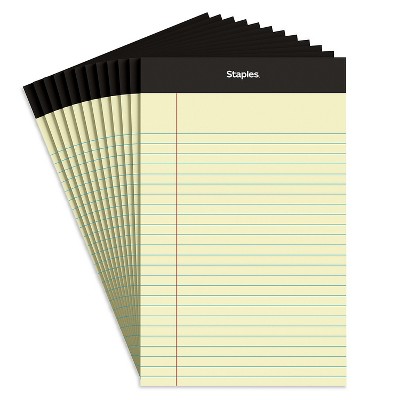 Staples Notepads 5" x 8" Narrow Canary 50 Sheets/Pad 12 Pads/Pack (26829) 163832