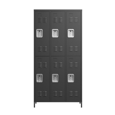 VYNXARIA 6-Door 72"H Metal Lockers with Lock for Employees, Storage Cabinet for Home, Gym, Office, School, Garage - Black