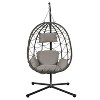 Sapphtopaz Outdoor Porch Swing Egg Chair Wicker Swing Chair Hanging Basket Chair with Cushion and Hanging Stand for Garden, Indoor, Terrace - 2 of 4