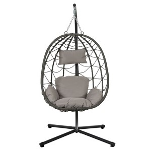 NicBex Indoor Outdoor Wicker Hanging Egg Chair with Cushion and Stand for Patio Bedroom Porch Garden - 1 of 4