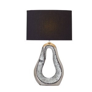 Ceramic Tear Drop Table Lamp with Mosaic Mirror Set of 2 Silver - Olivia & May: Polyester Shade, No Assembly Required - 1 of 4