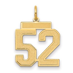 Black Bow Jewelry 14k Yellow Gold, Jersey Collection, Medium Number 52 Pendant - 1 of 3