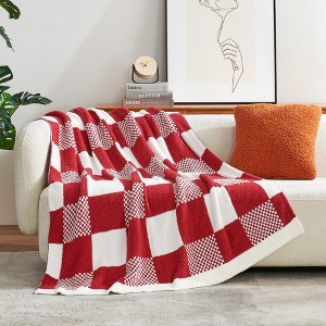 Snuggle Sac Fluffy Buffalo Plaid Throw Blanket,Reversible Cozy Throw,Classic Checkered Style - 1 of 4