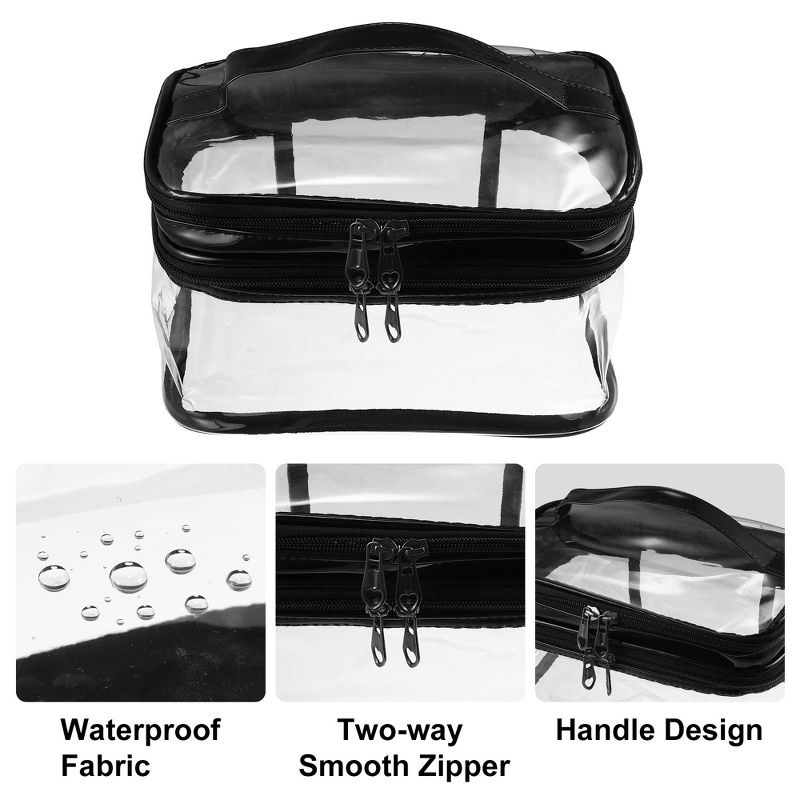 Unique Bargains Double Layer Makeup Bag Cosmetic Travel Bag Case Make Up Organizer Bag Clear Bags for Women 1pcs, 3 of 7