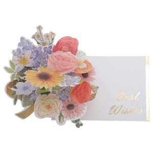 Unique Bargains Pops Up Bouquet Card with Envelope for Friends Family 1 Set - 1 of 4