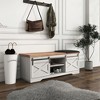 Entryway Shoe Bench with Leather Cushion Large Storage Space Seat Footrest Shoe Bench for Living Room Entryway Bedroom Fashion White - 4 of 4