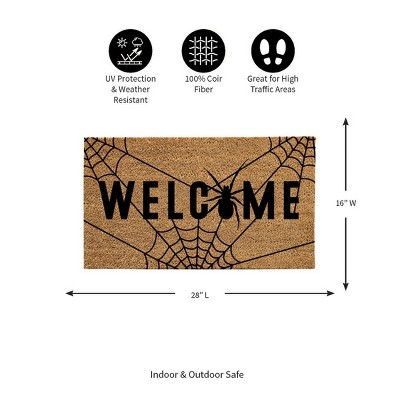 Halloween Welcome Coir Door Mat with Spider Design