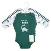 Hudson Baby Infant Boys Cotton Long-Sleeve Bodysuits 3-Pack, Hear Me Roar Dino - 2 of 4