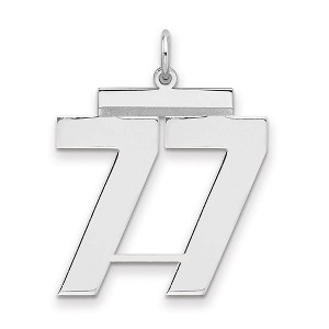 Black Bow Jewelry Sterling Silver, Athletic Collection, Large Polished Number 77 Pendant - 1 of 3