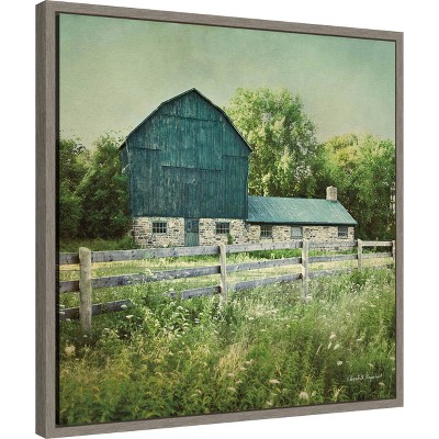Blissful Country Barn Summer Framed Canvas Wall Art