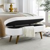XINGHANZHENXUAN Fabric Ottoman Storage Bench with Rubber Wood Legs, Oval Footrest, Footstool & Seat with Hidden Compartment - 4 of 4