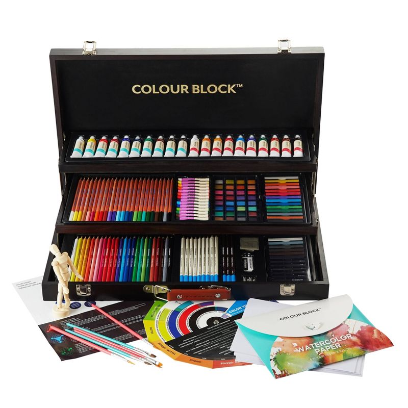 181pc Mixed Media Wood Box Art Set - Colour Block, 1 of 10