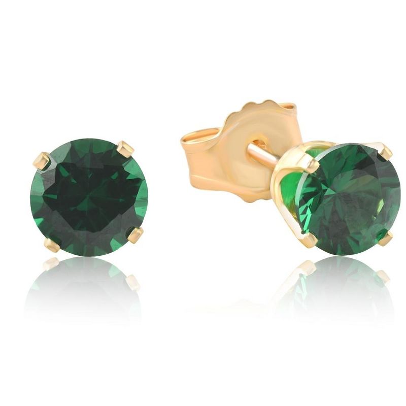 Pompeii3 1Ct TW Emerald Studs in 10k White or Yellow Gold, 2 of 4