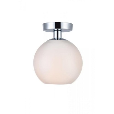 Elegant Lighting Baxter 1 Light Chrome Flush Mount With Frosted White Glass