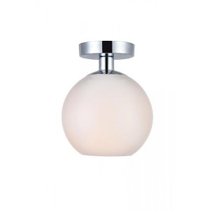 Elegant Lighting Baxter 1 Light Chrome Flush Mount With Frosted White Glass - 1 of 4