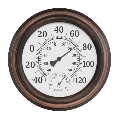 Nature Spring Indoor/Outdoor Wall Thermometer With Hygrometer - Bronze