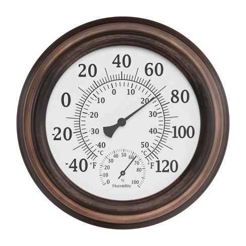 Nature Spring Analog Wired Indoor or Outdoor Bronze Modern Thermometer | 636457GMF