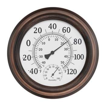 Nature Spring 8-Inch Wall Thermometer - 8-Inch Decorative Indoor/Outdoor Temperature and Hygrometer Gauge