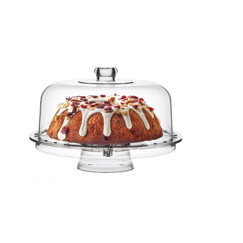 Homeries Acrylic Cake Stand with Dome Cover (12'') 6 in 1 Multi-Functional Serving Platter and Cake Plate, 1 of 9