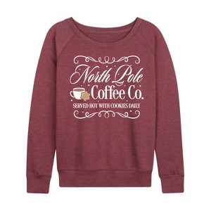 Women's - Instant Message - North Pole Coffee Co Lightweight French Terry Wide Neck Long Sleeve Graphic Shirt - 1 of 4