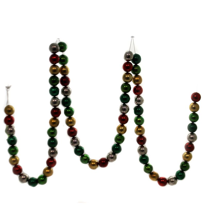 Cody Foster 72.0 Inch Multi Colored Ball Garland Christmas Tree Red Green Silver Tree Garlands, 1 of 3