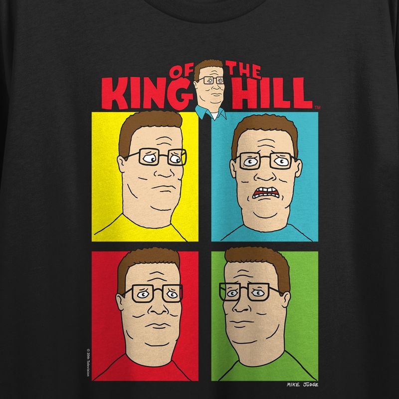 King Of The Hill Hank Hill In Colorful Rectangles Crew Neck Short Sleeve Black Women's Crop Top, 2 of 3