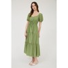August Sky Women's V-Neck Mock Waist Ties Tiered Midi Dress - 3 of 4