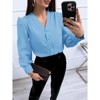 Imily Bela Women's Business Casual V Neck Chiffon Blouse Long Sleeve Button Down Summer Shirt - 3 of 4