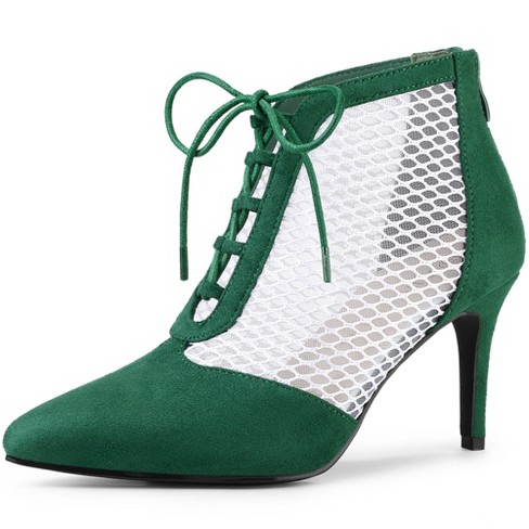 Allegra K Women's Mesh Lace Up Stiletto Green 6.5 M Us : Target