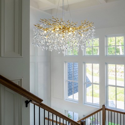 CityFurn 14-Light Modern Tree Branch Crystal Chandelier for Dining Room